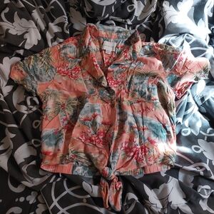 Floral Pink Button-Up Women Top